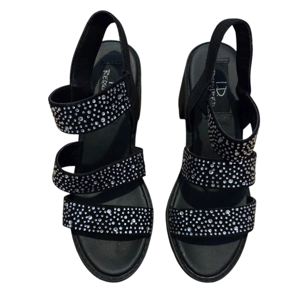 I.D Required Skylar II Girls' Black Slingback Chunky Block Heel Sandals Size 1M